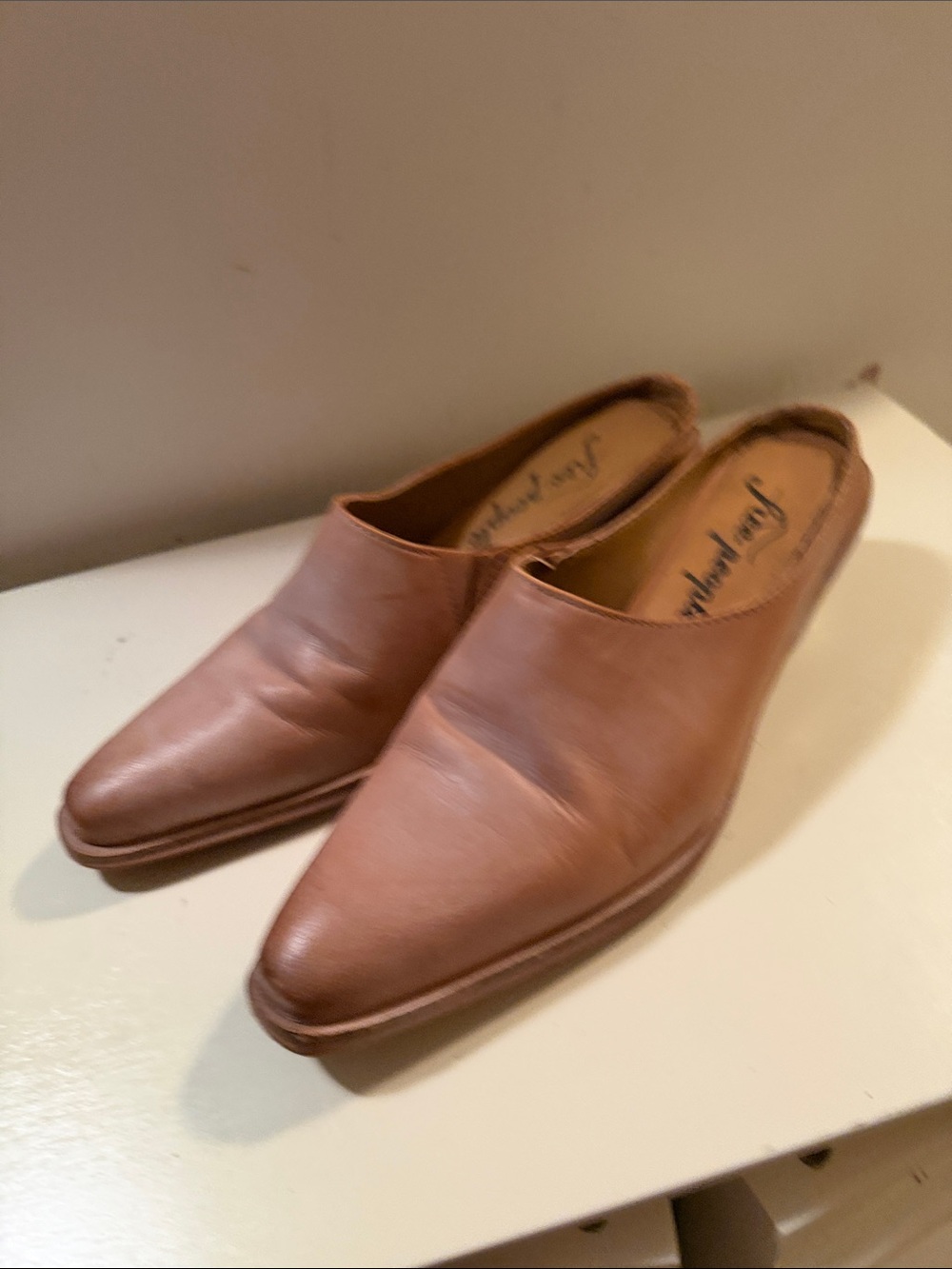 Free People Western Style Leather Slip-On Mules